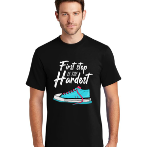 MEN Graphic Print Round Neck T-Shirt FIRST STEP IS HARDEST