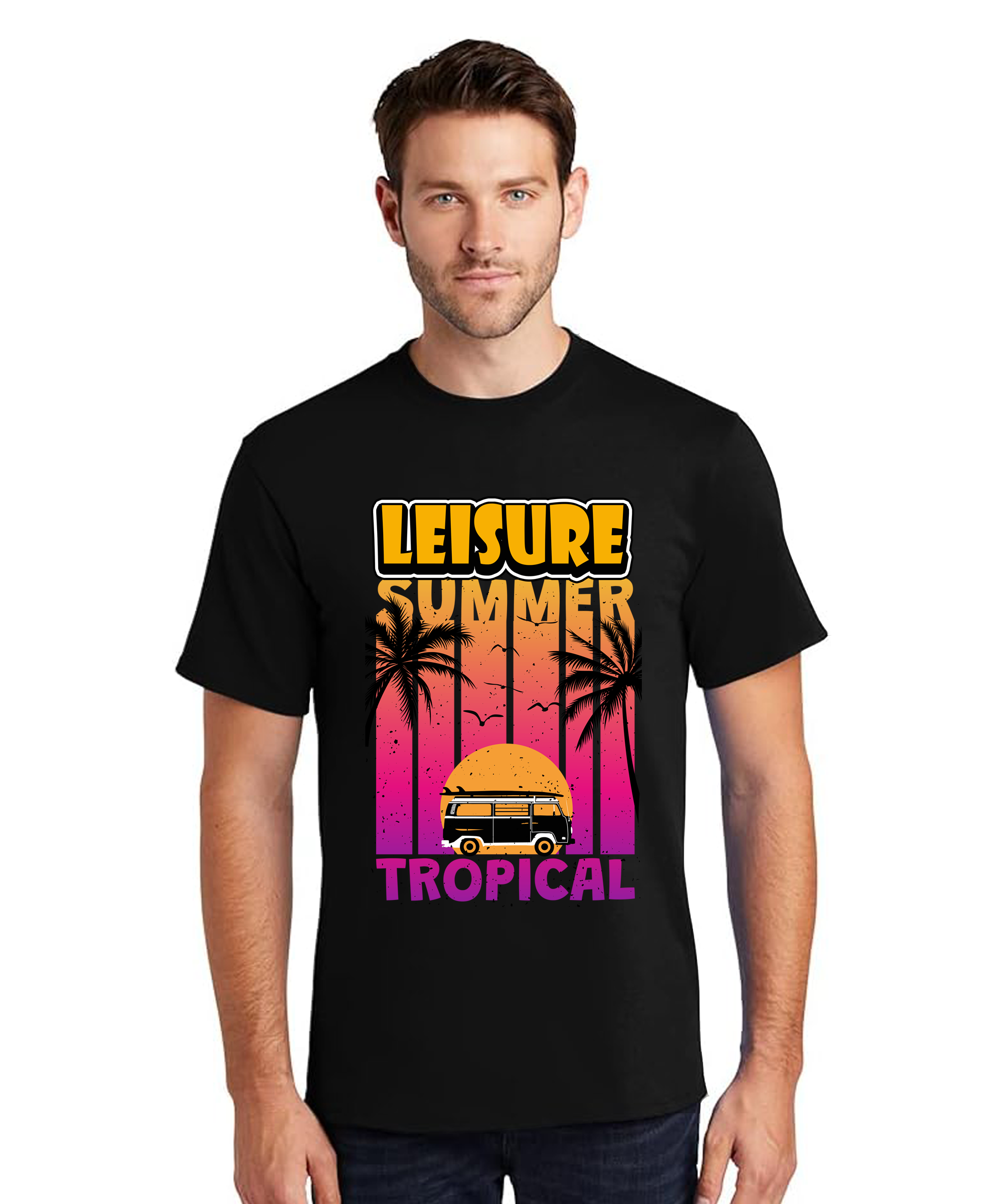 MEN Graphic Print Round Neck T-Shirt LEISURE SUMMER